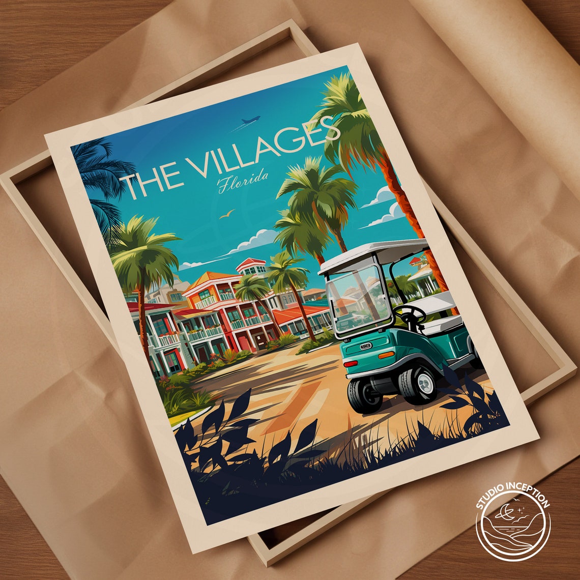 The Villages Florida Print In Traditional Style Florida Poster United States Travel Art Personalised Travel Gift Framed Travel Prints - Image 2