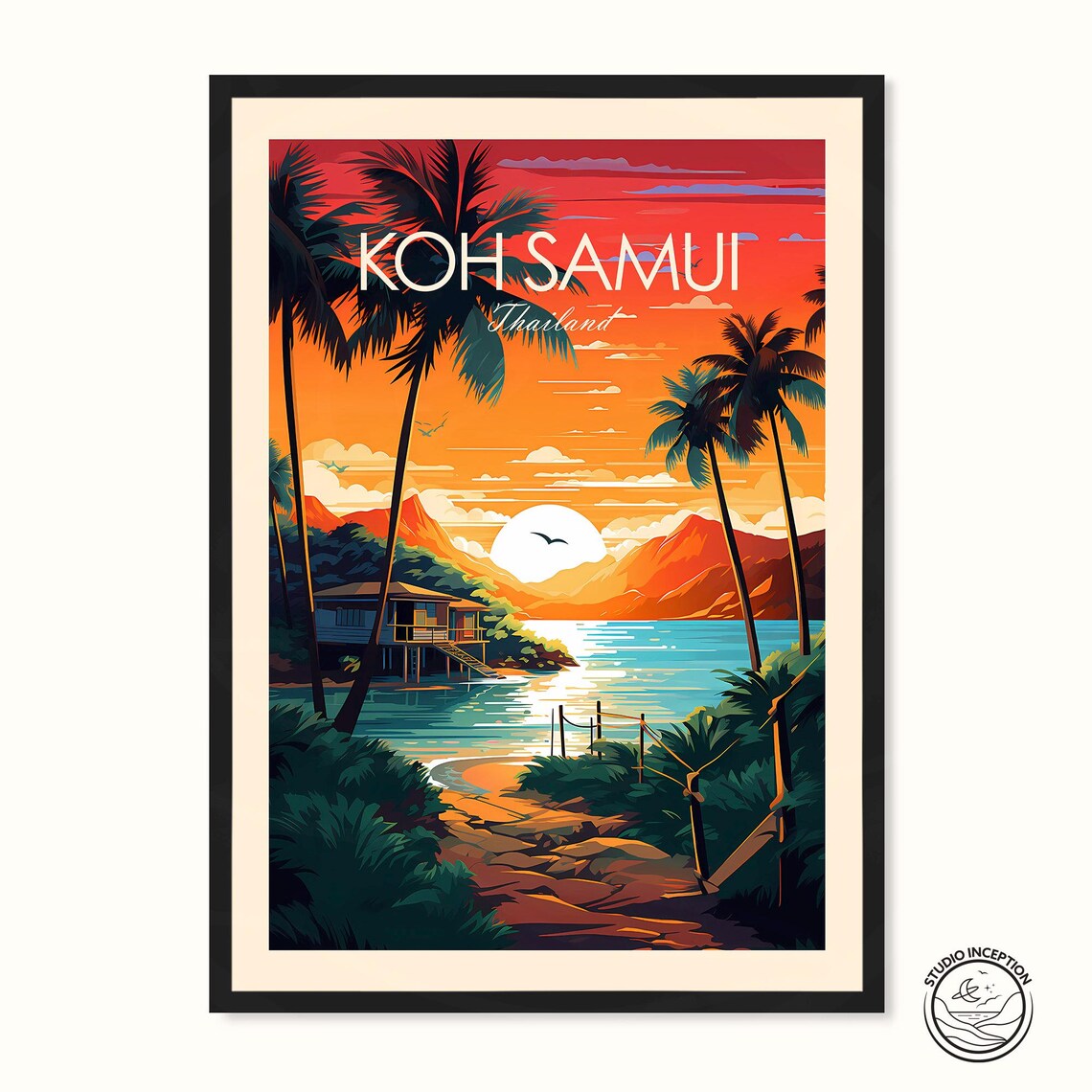 Koh Samui Thailand Travel Poster, Wall Art Decor