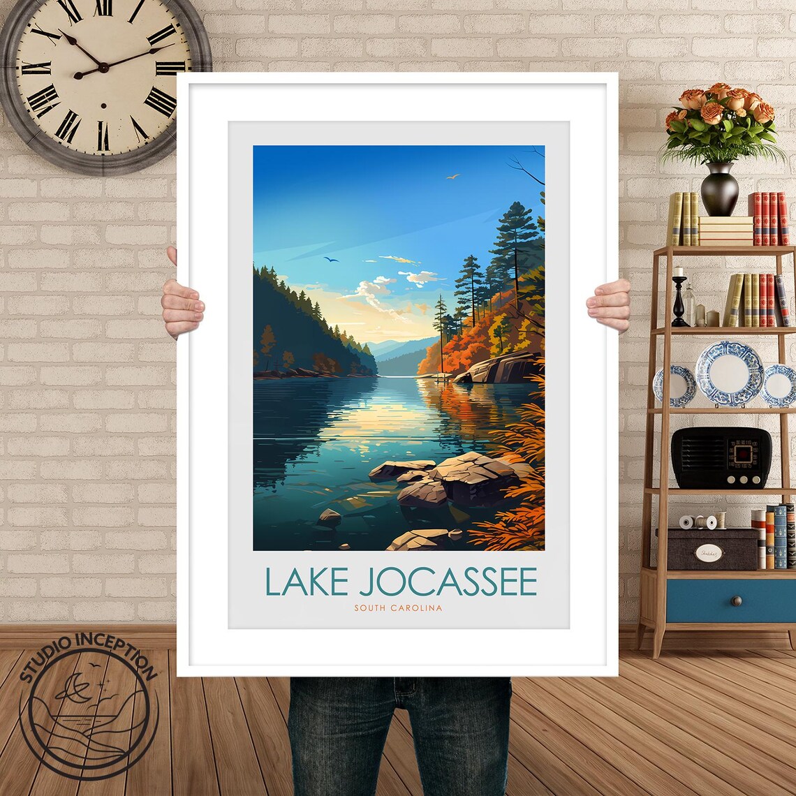 Lake Jocassee South Carolina Autumn Lakeside Pine Forest Nature Poster - Image 2