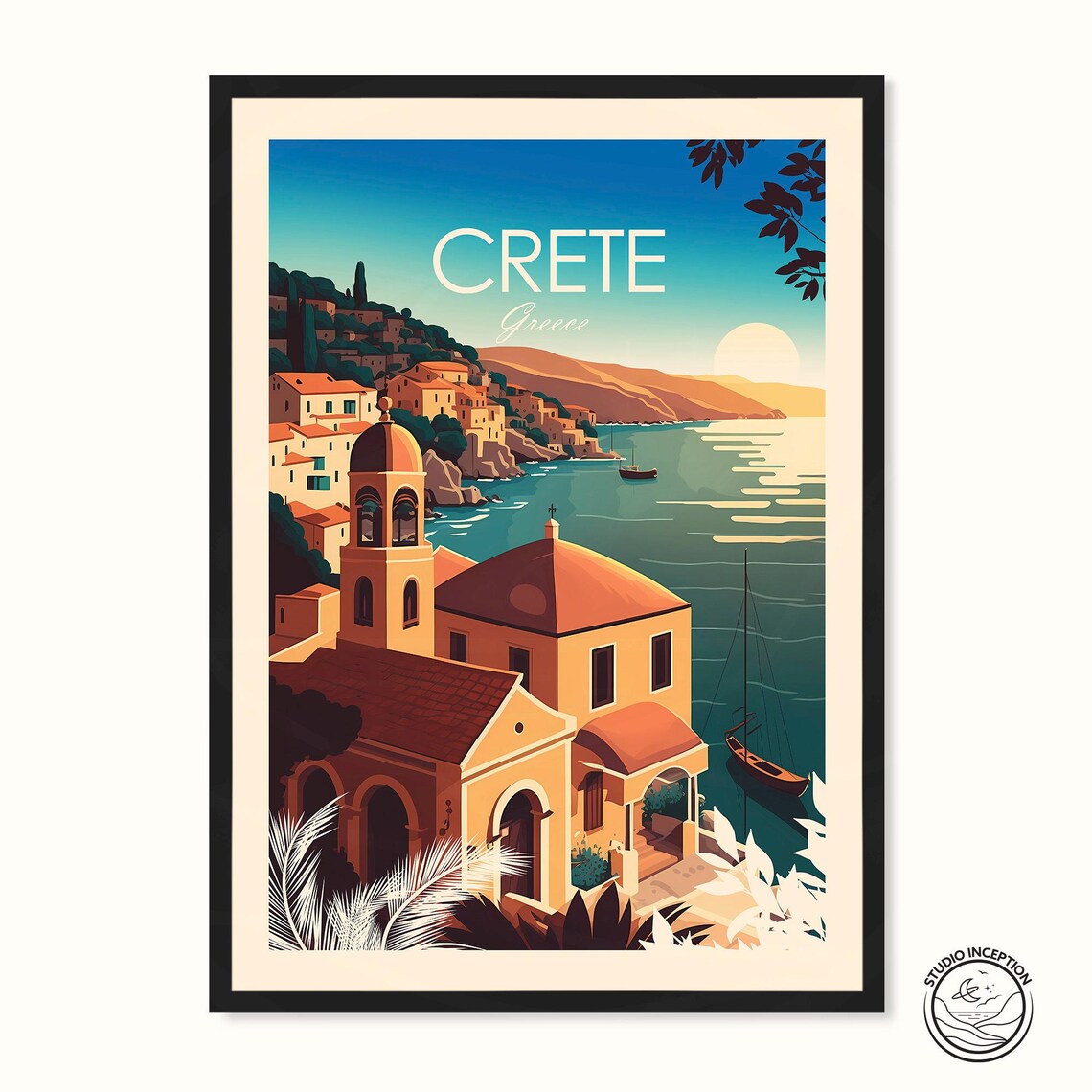 Crete Greece Travel Poster, Europe Wall Art