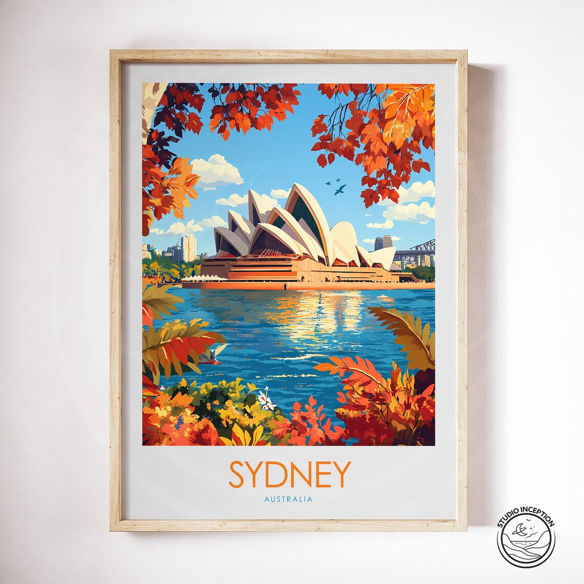 Sydney Opera House Autumn Harbour Scene Vintage Travel Poster - Image 4