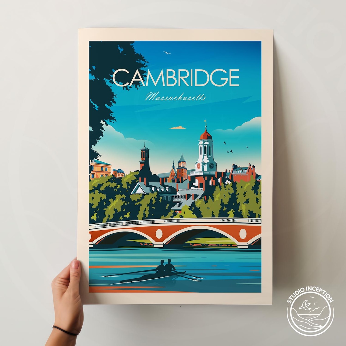 Cambridge Massachusetts Travel Poster, Harvard University - Image 2