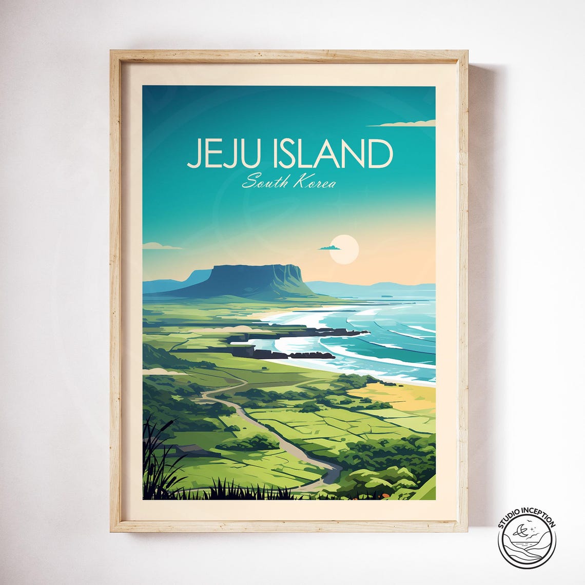 Jeju Island Print South Korea Travel Art Poster Print Travel Gift Jeju Wall Art Asia Art Print Jeju Island Travel Print With Custom Text - Image 3