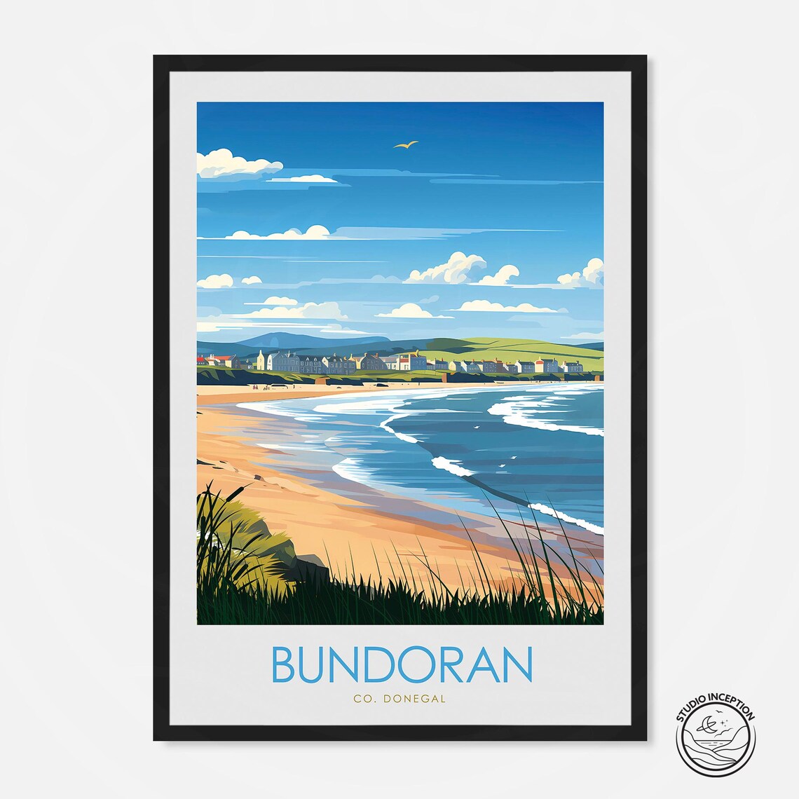Bundoran Travel Poster, Irish Seaside Landscape