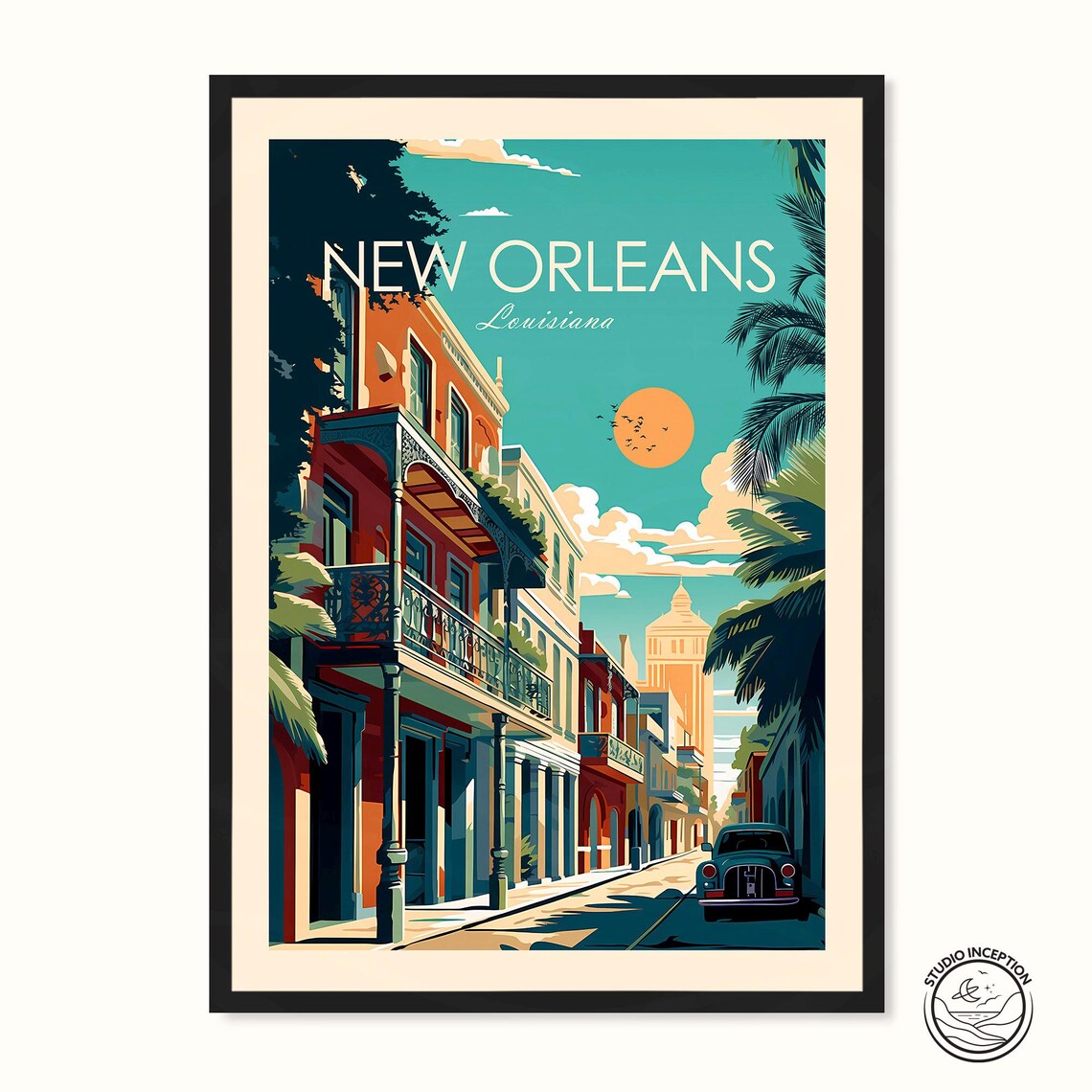 New Orleans Traditional Travel Poster, Louisiana Wall Art