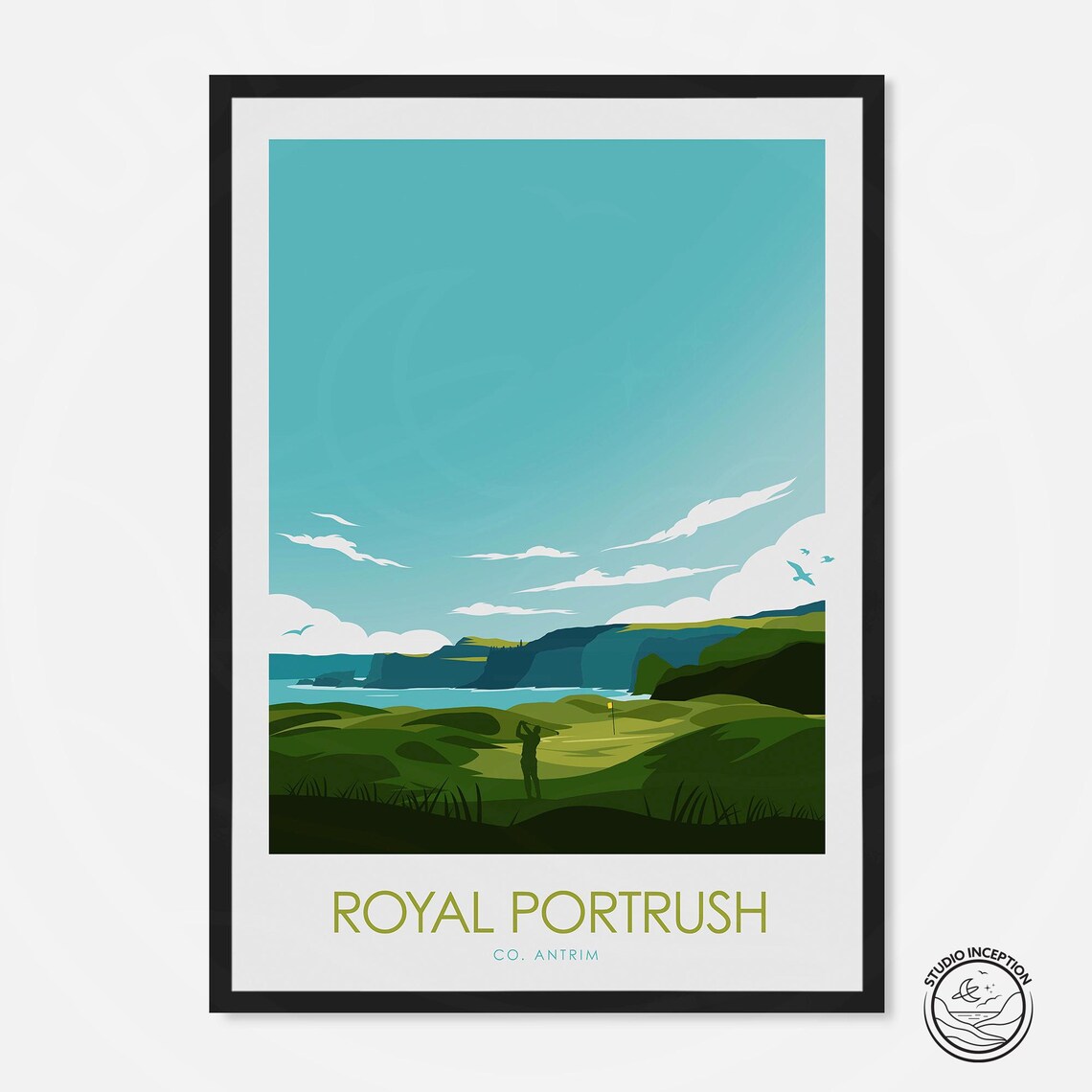 Royal Portrush Ireland Travel Poster, Golf Print