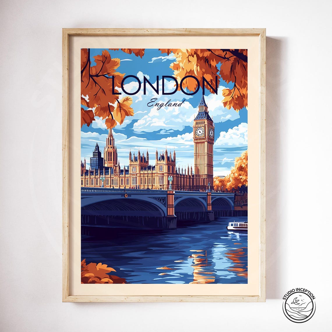 Three Piece Vintage Travel Poster Set Featuring Paris and London - Image 3