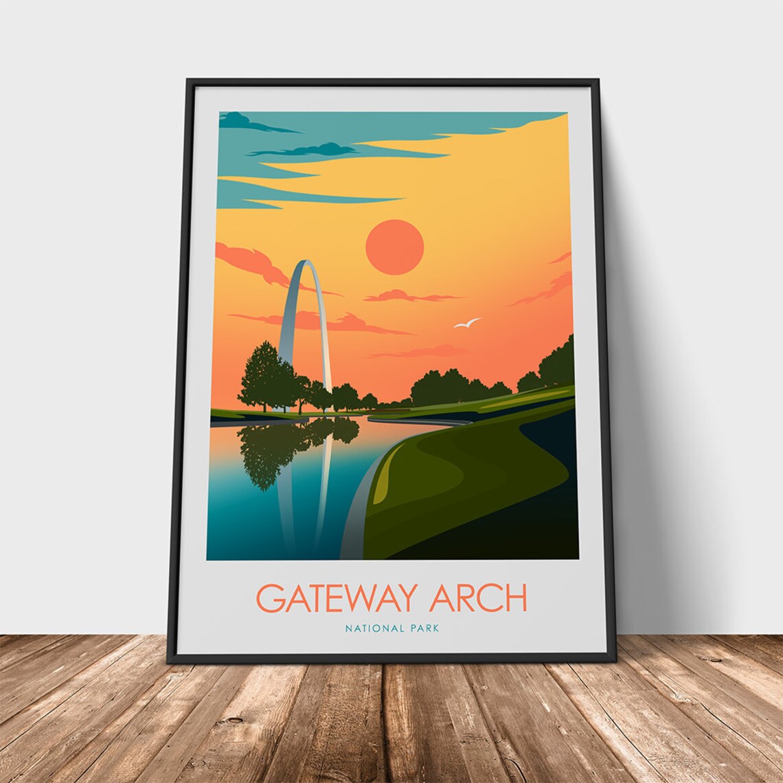 Gateway Arch St Louis Sunset Skyline National Park Travel Poster - Image 3