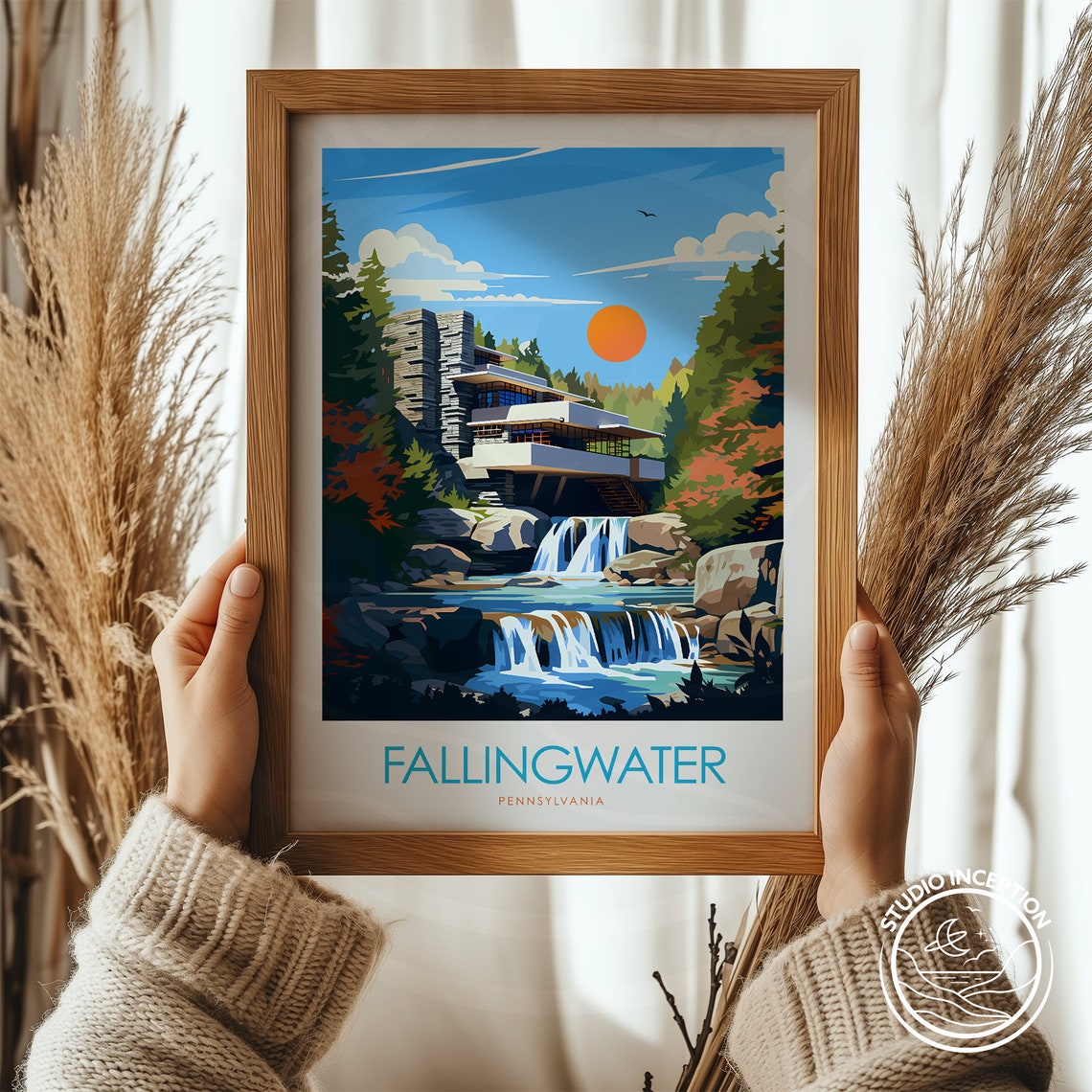 Fallingwater Pennsylvania Frank Lloyd Wright Architecture Poster - Image 2