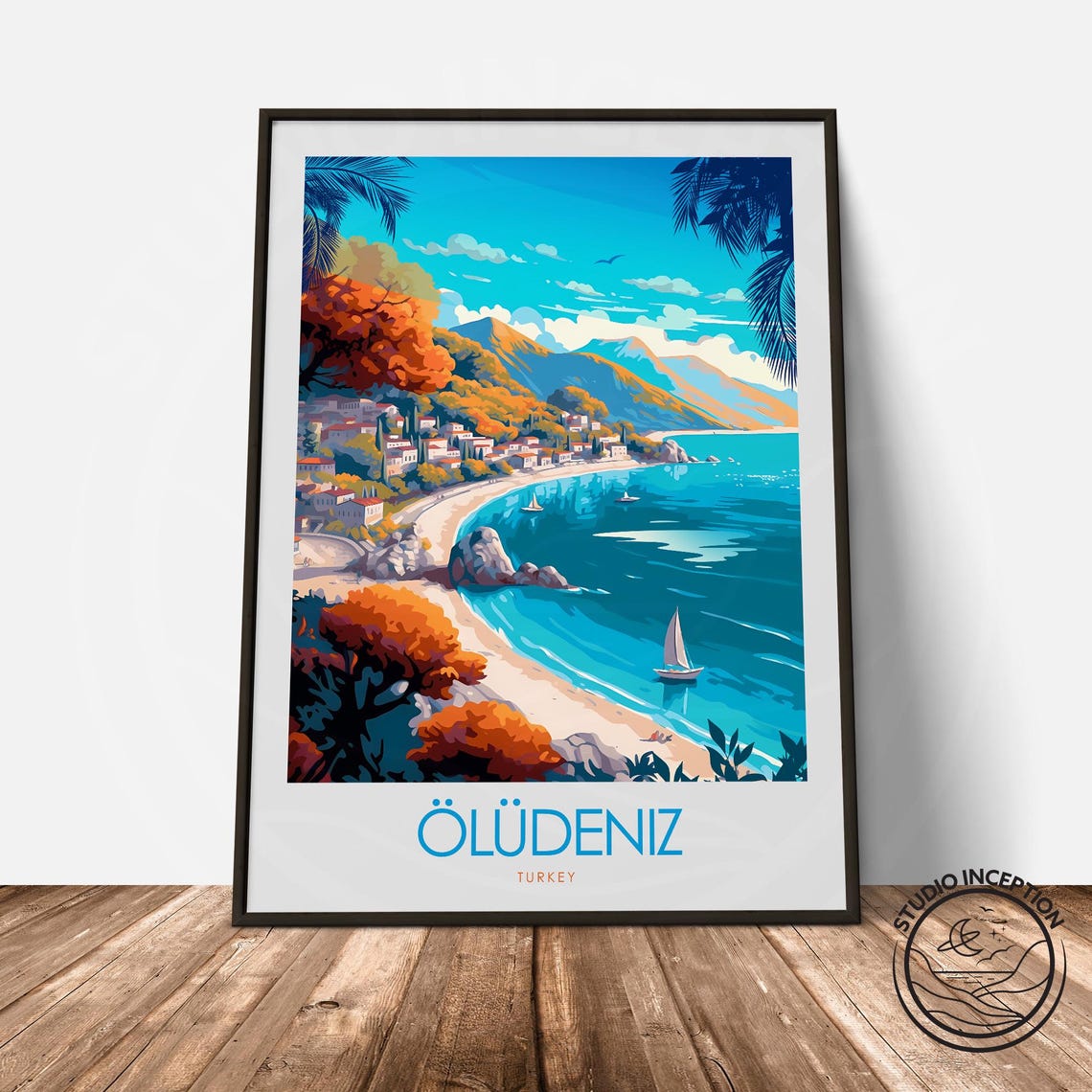 Oludeniz Turkey Turquoise Coast Sailboat Beach Travel Poster - Image 2