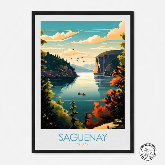 Saguenay Fjord Canada Travel Poster, Quebec Art Print