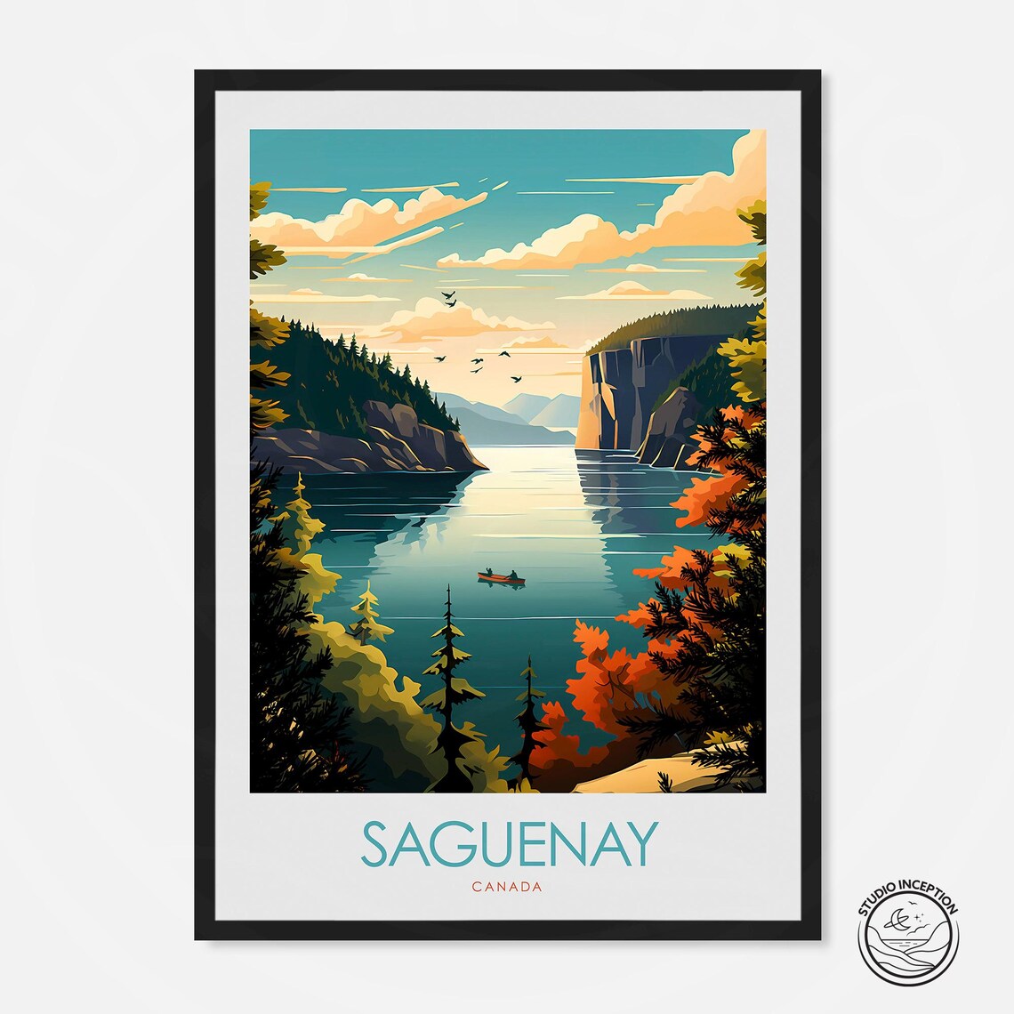 Saguenay Fjord Canada Travel Poster, Quebec Art Print