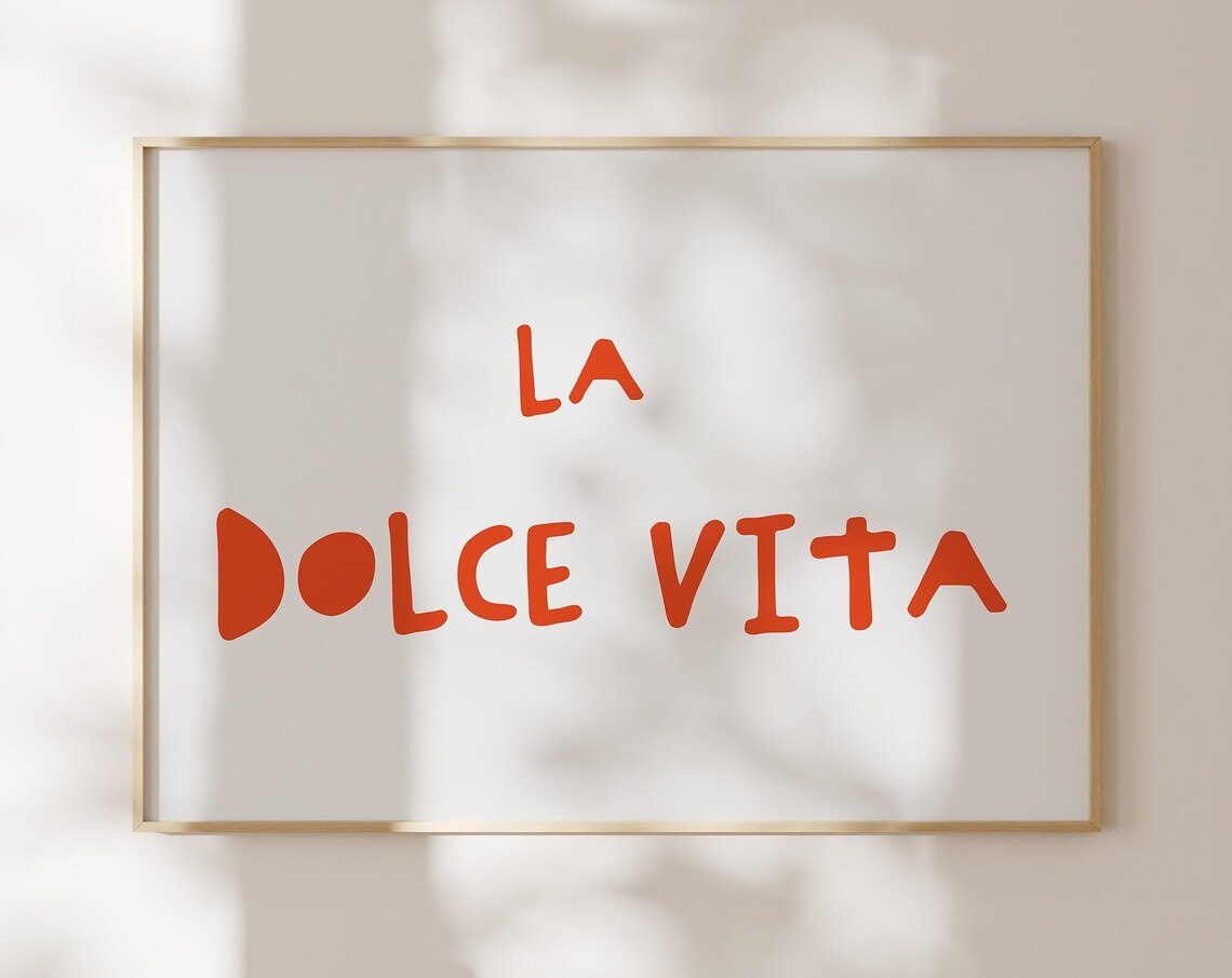 La Dolce Vita Hand Drawn Red Typography Italian Quote Art Poster