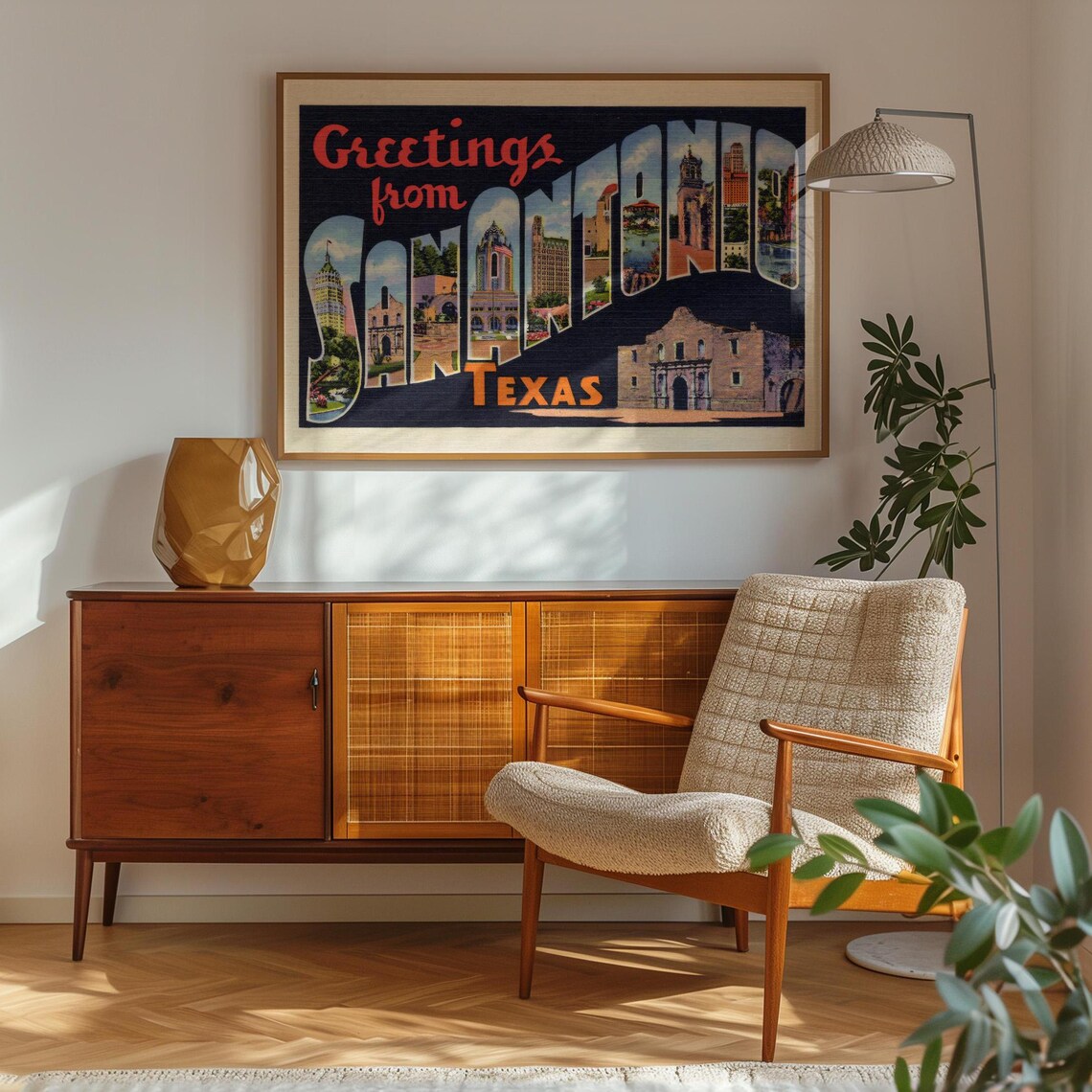 San Antonio Texas Vintage Travel Poster, Alamo