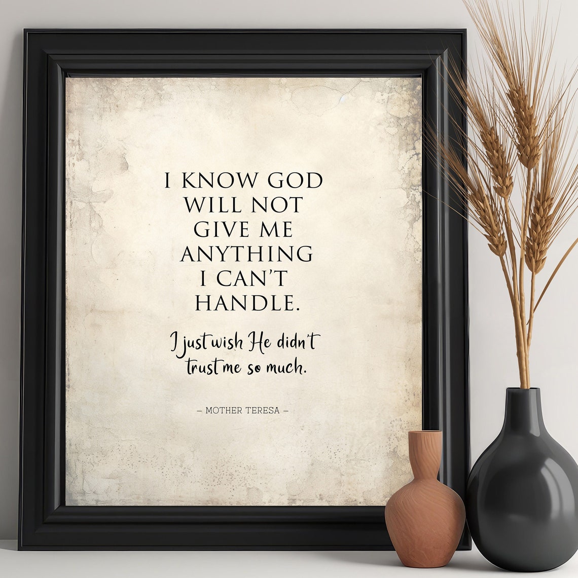 Mother Teresa Quote Print God Trust Me Faith Inspirational Wall Decor