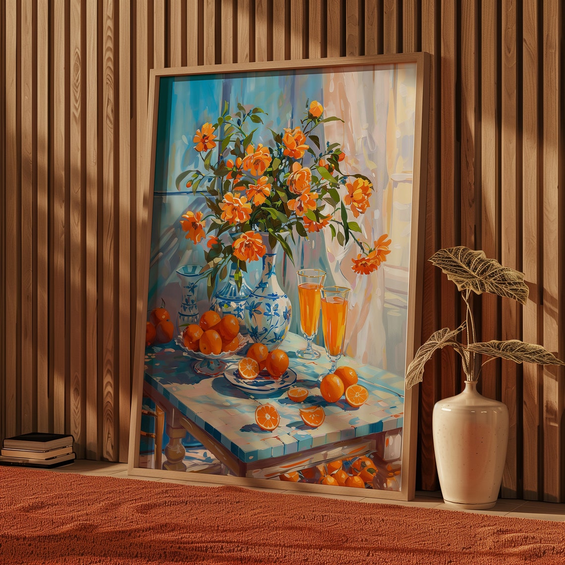 Orange Roses Still Life With Oranges And Juice Kitchen Art Poster - Image 5