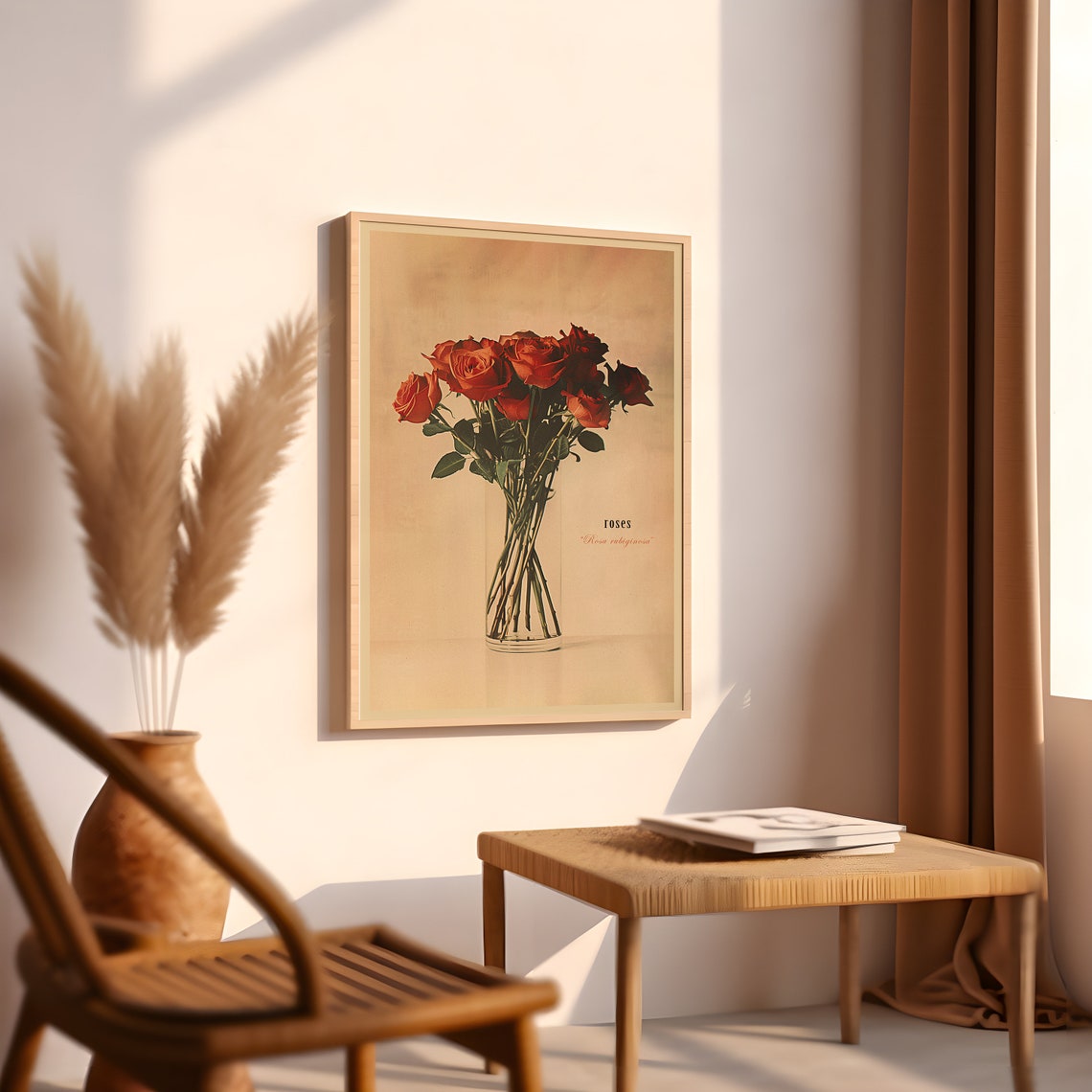 Vintage Vase Of Red Roses Art Print - Image 2
