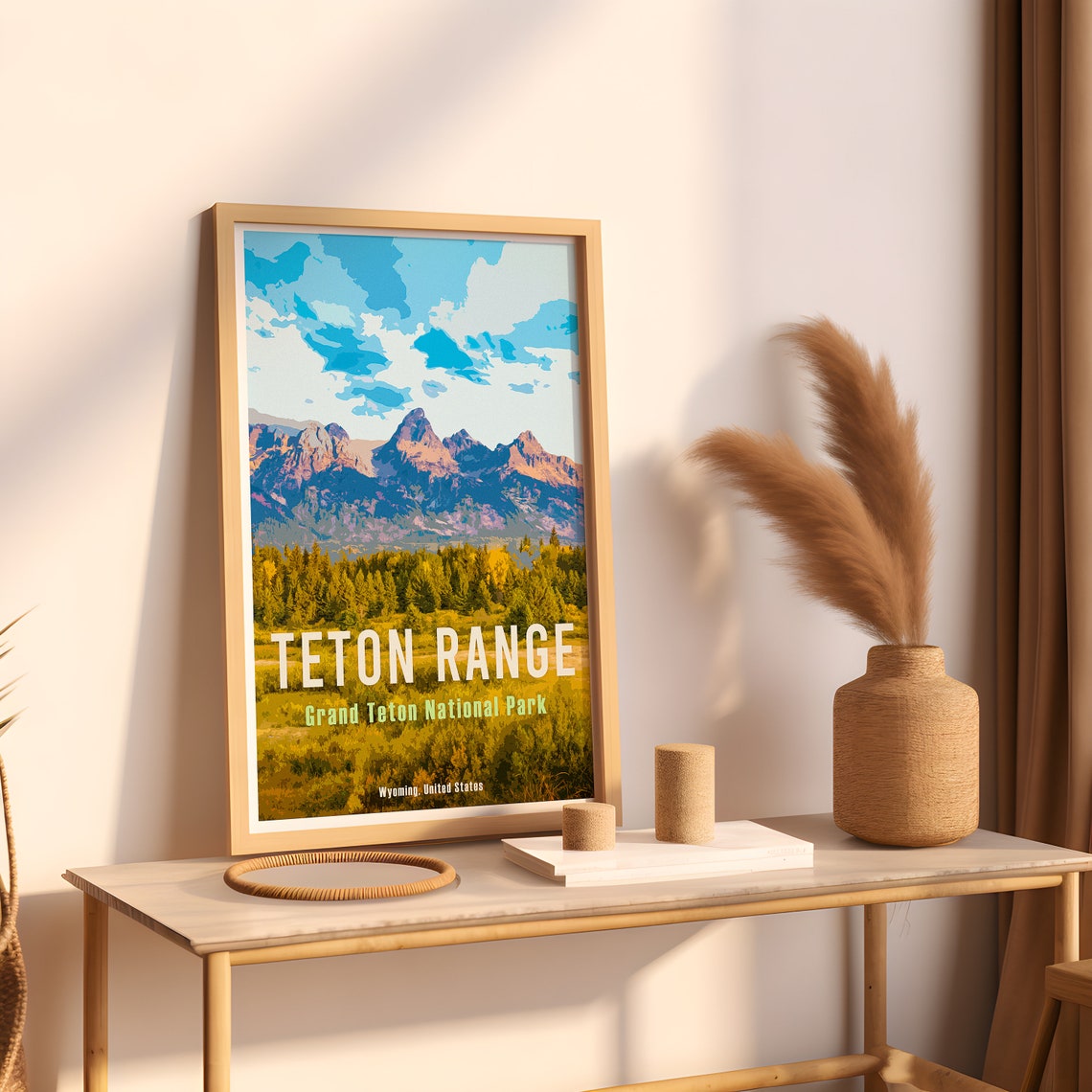 Grand Teton Retro Travel Poster Teton Range Art Usa Rockies Poster Hiking Usa Print Vintage Usa Travel Poster Grand Teton National Park - Image 2