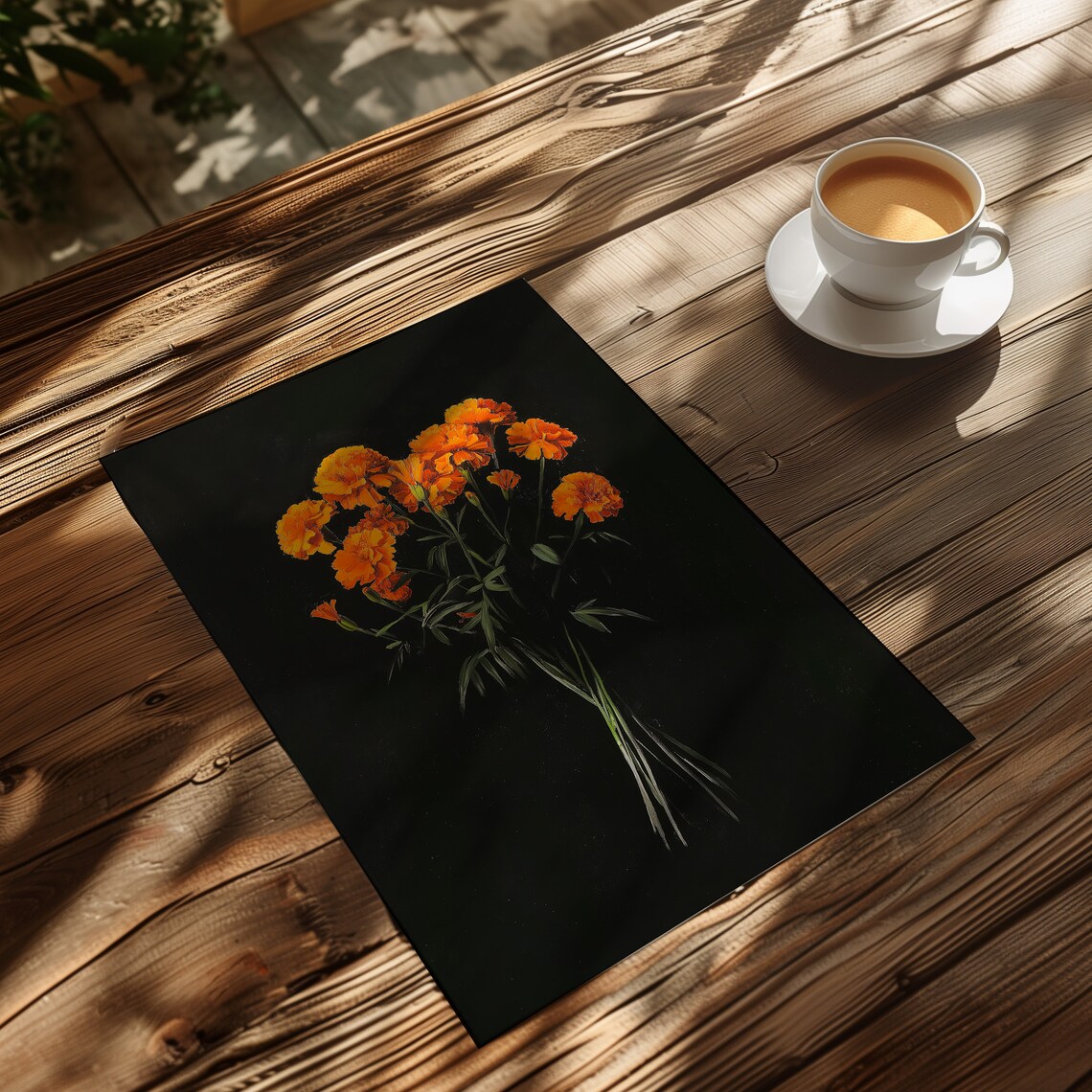 Vintage Orange Marigolds Antique Botanical Art Print - Image 4