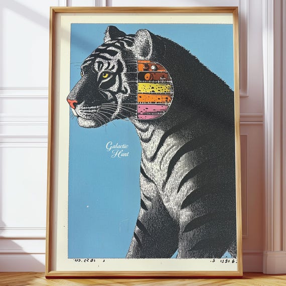 Retro Space Tiger Anatomy Art Unique Sci Fi Poster For Classroom Library Bookstore Home Or Office Retro Futuristic Wall Decor