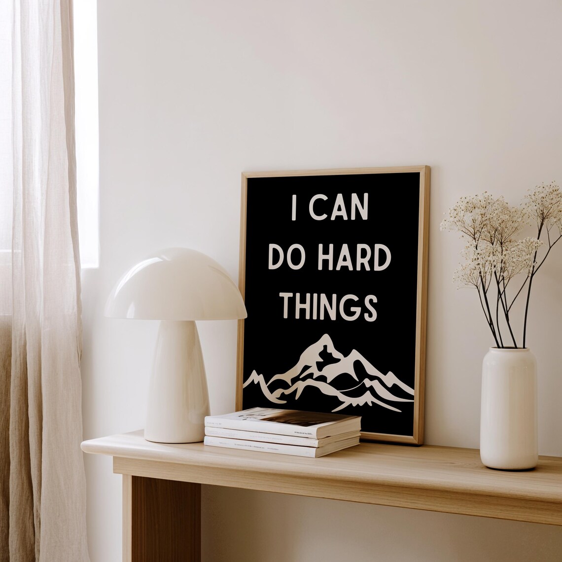 I Can Do Hard Things Mountain Black Background Affirmation Poster - Image 2