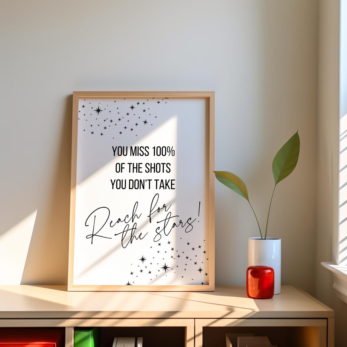 Motivational Art Reach For The Stars Inspirational Wall Art Typography Art Phrase Saying Art Decor - Image 3