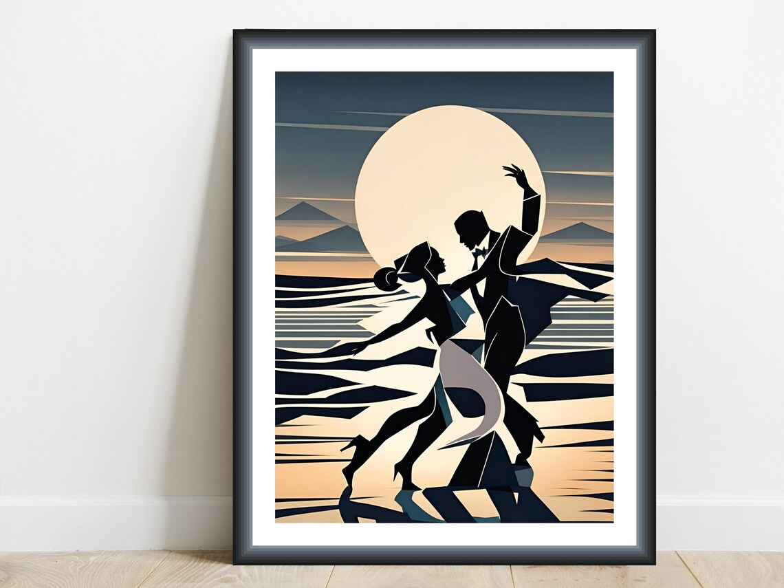 Dancing Couple At Night Abstract Art Print