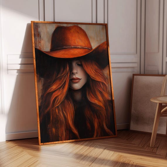 Cowgirl Vintage Oil Painting Style Portrait Art Print