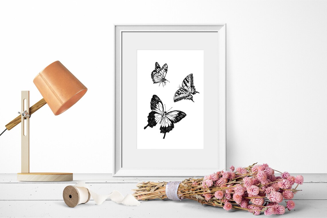 Butterfly Art Print, Black And White Nature Print