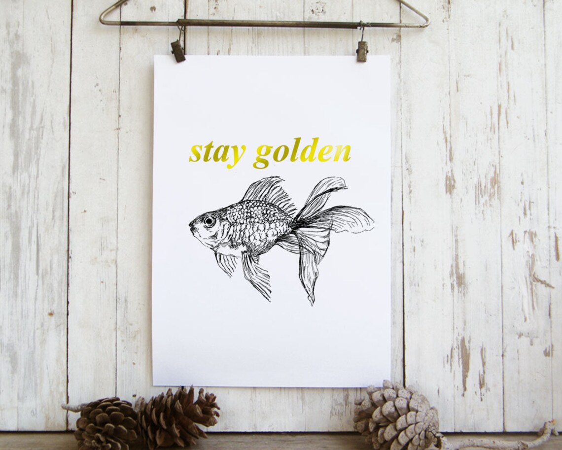 Goldfish Art Print, Black and White Poster