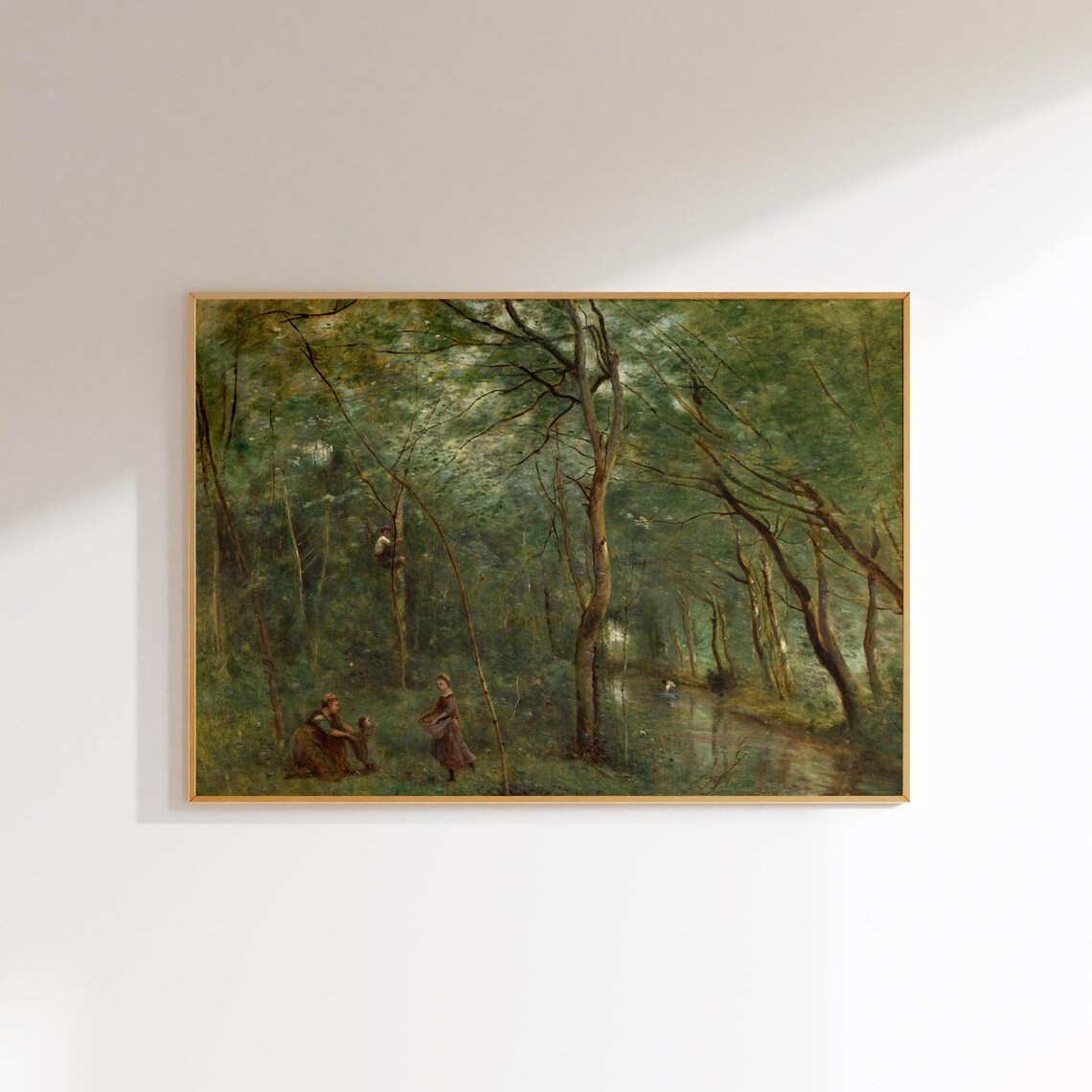 Forest With Children, Vintage Landscape Painting