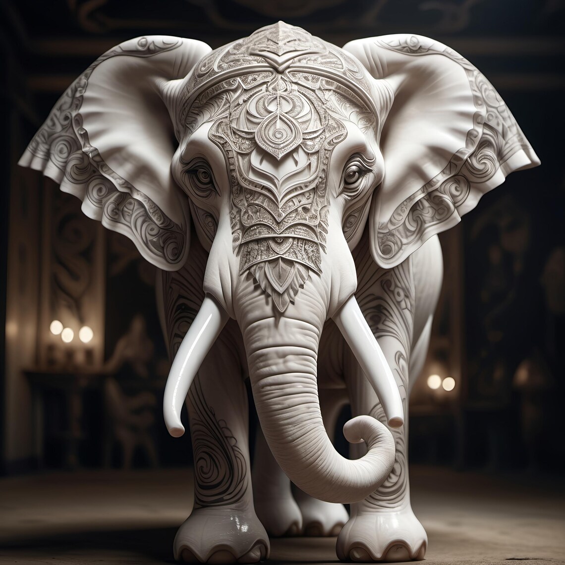 Elephant Tattoo Lover Bold Animal Wall Art Print