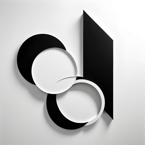 Minimalist Black And White Abstract Geometric Modern Art High Contrast Elegant Wall Decor For Home Or Office