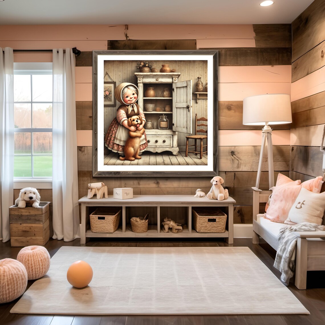 Old Mother Hubbard Hugging Her Dog By The Cupboard Art Poster - Image 3