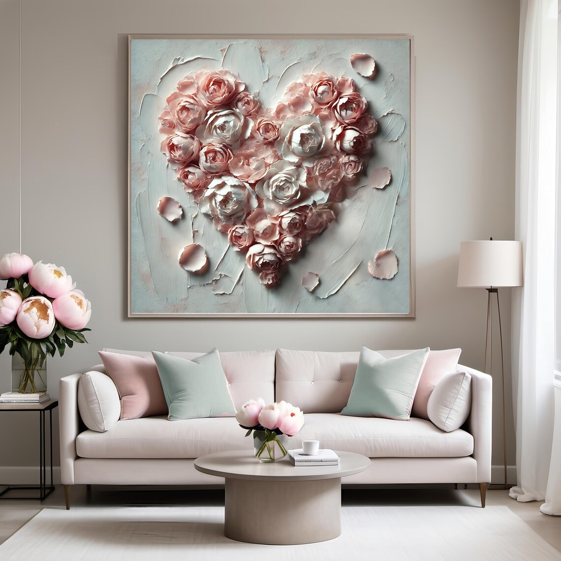Romantic Floral Heart Art Print, Whimsical Valentine's Day - Image 3