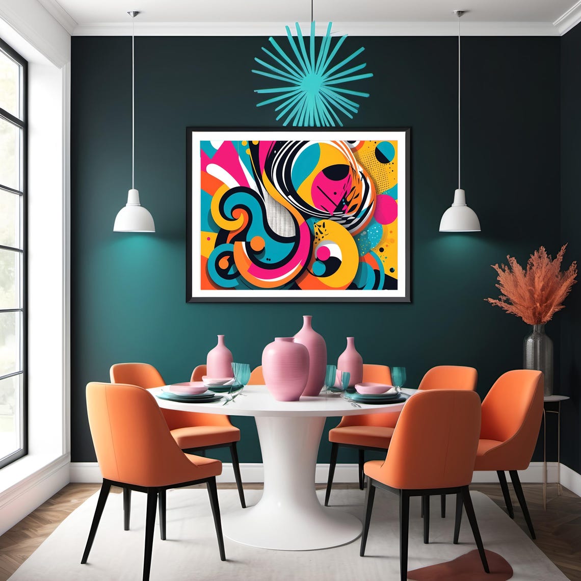 Abstract Pop Art Bold Graphic Wall Art Gift Idea Vibrant Colors Comic Style Print Playful Modern Decor Gift - Image 3