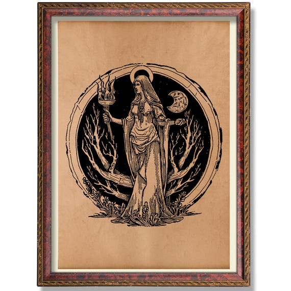 Hecate Goddess Of Magic Triple Moon Art Print
