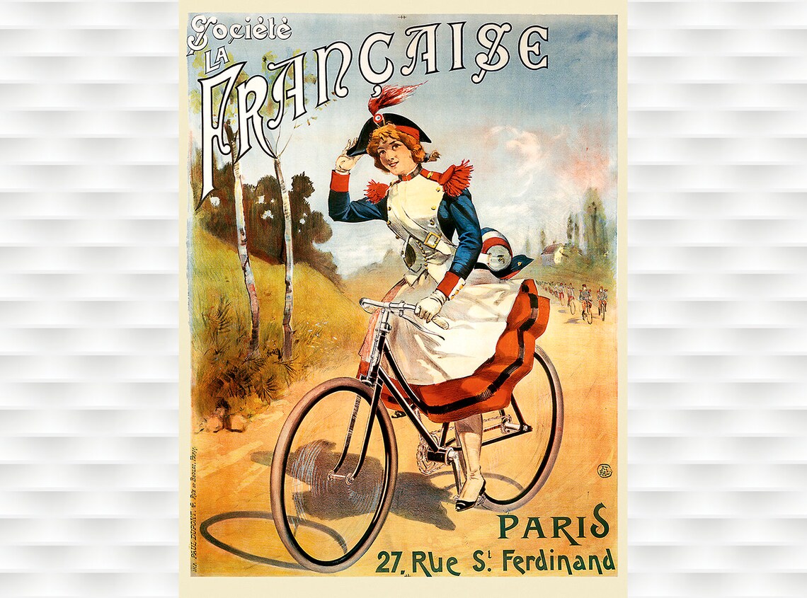 Societe La Francaise Paris Napoleonic Uniform Woman Bicycle Poster