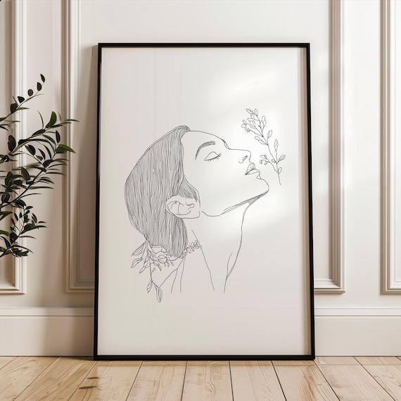 Minimalistic Feminist Art Print Woman Single Line Poster Black And White Wall Decor Modern Home Office Decoration Portrait