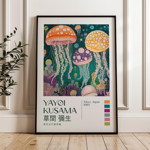 Yayoi Kusama Tokyo 1984 Jellyfish Aquarium Exhibition Art Poster