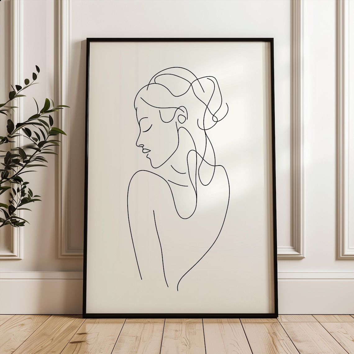 Woman Figure Single Line Drawing Minimalist Black and White Art Poster