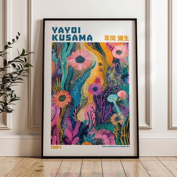 Yayoi Kusama Print Modern Art Exhibition Poster Japandi Wall Livingroom Maximalist