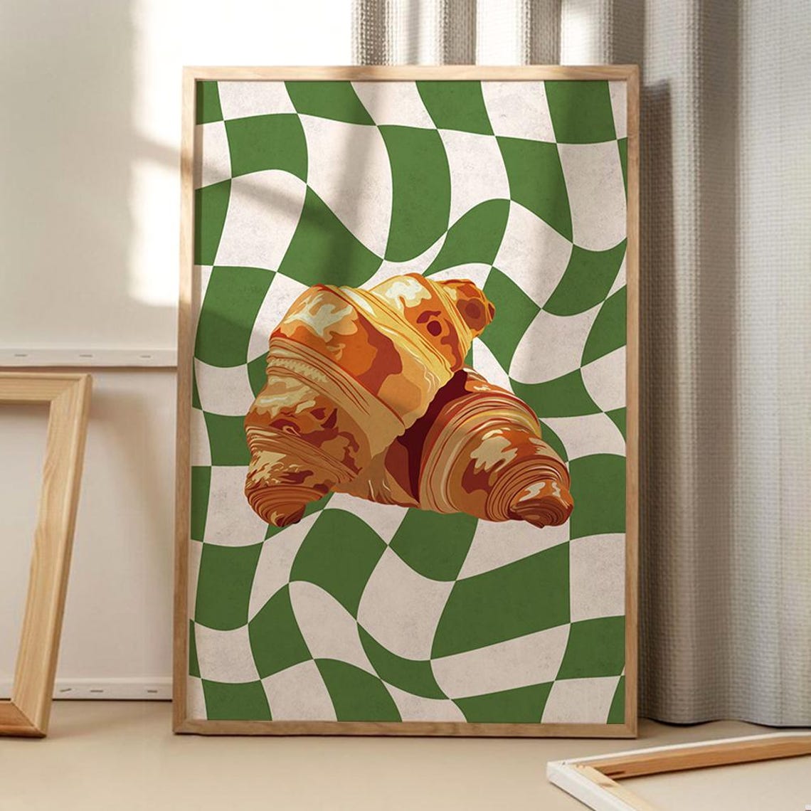 Vintage Croissant Art Poster Funny Wall Kitchen Decor Retro Home Print Printed Gift