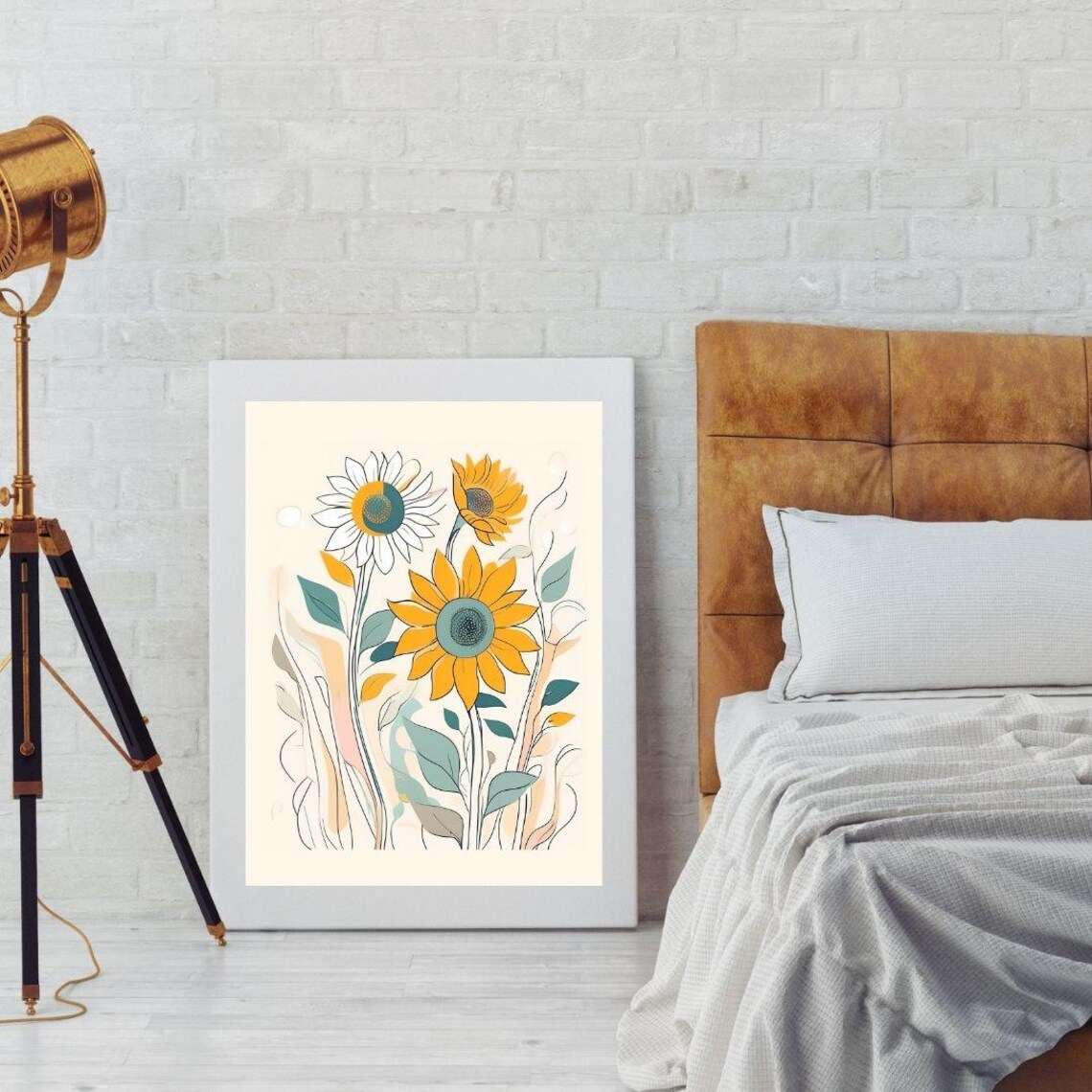 Sunflower Line Art Illustration Yellow Botanical Minimalist Wall Art - Image 2
