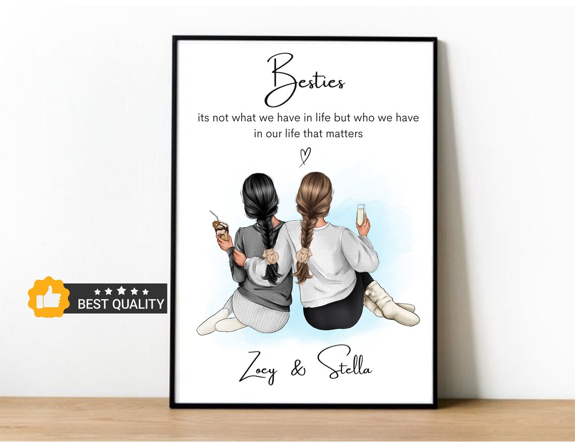 Custom Bestie Personalized Quote Art Print, Gift For Her