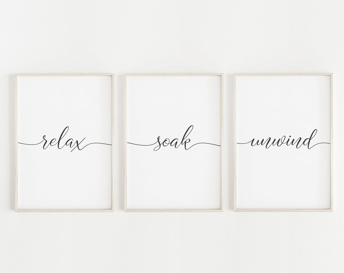 Relax Soak Unwind Bathroom Sign Art Print - Image 4