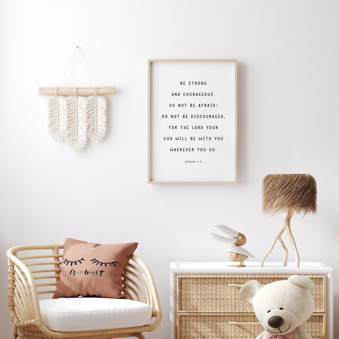 Joshua 1 9 Be Strong And Courageous Scripture Typography Poster - Image 3