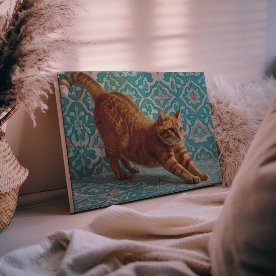 Cat Paint By Numbers Kit Orange Tabby Art Diy Relaxing Painting Canvas Lovers Gift Zen Home Decor