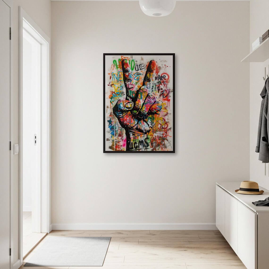 Graffiti Peace Sign, Colorful Street Art Poster - Image 2