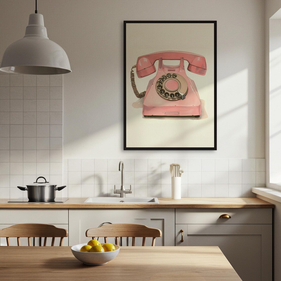 Pink Rotary Phone Vintage Telephone Poster - Image 3